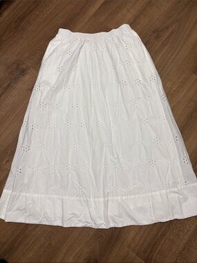 A New Day Poplin Cotton White Eyelet Maxi Skirt Size Medium